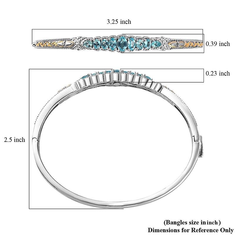 Betroka Blue Apatite Bangle Bracelet 2.00 ctw 14K YG and Platinum Over Copper with Magnet (7.25 In)