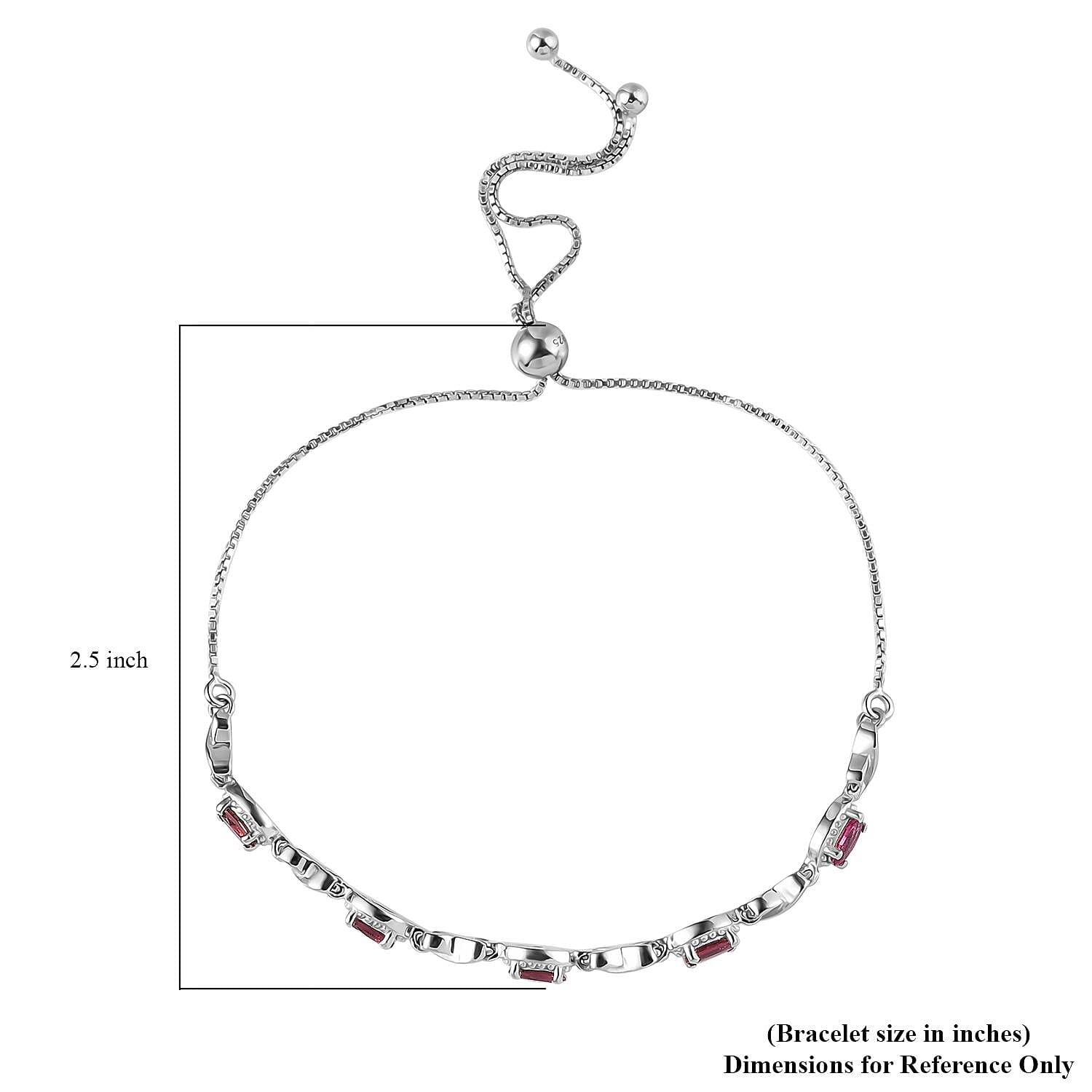 Ouro Fino Rubellite Bolo Bracelet in Platinum Over Sterling Silver 1.15 ctw