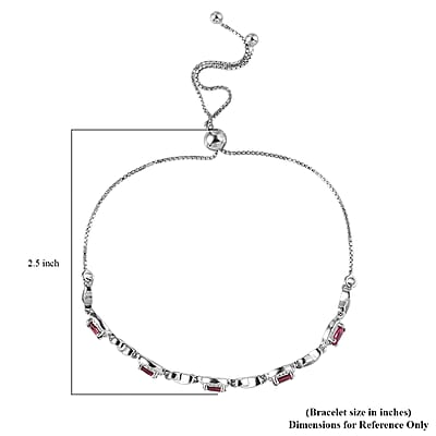 Ouro Fino Rubellite Bolo Bracelet in Platinum Over Sterling Silver 1.15 ctw