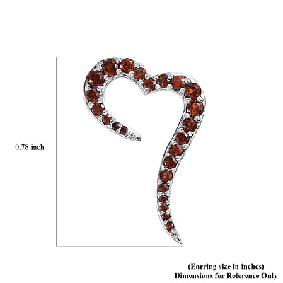 Mozambique Garnet Eternal Love Snake Heart Earrings in Platinum Over Sterling Silver 1.10 ctw