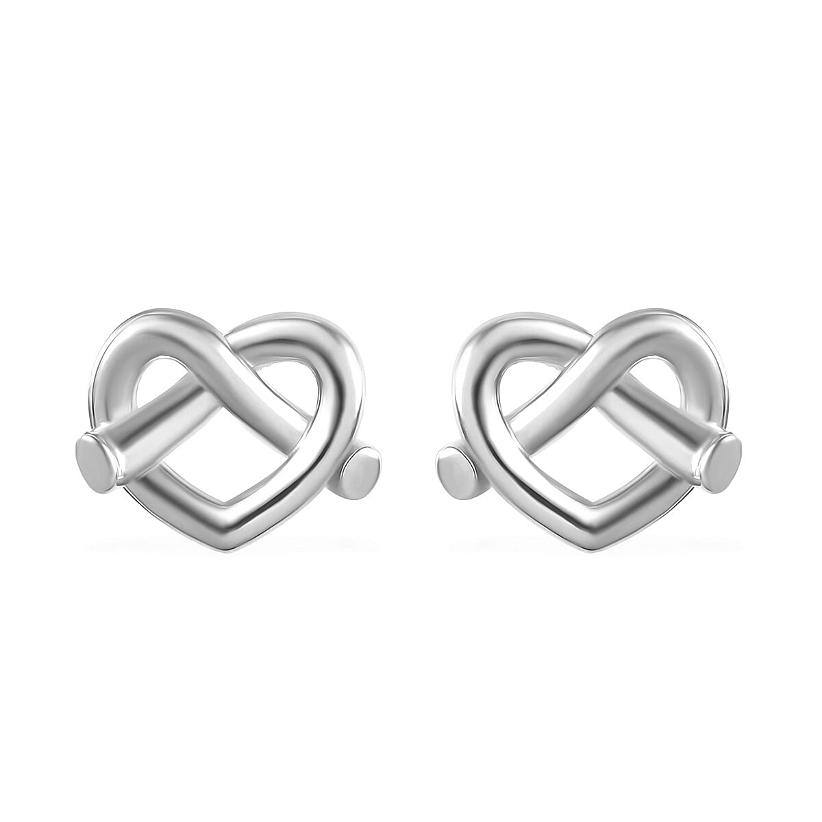 Platinum Over Sterling Silver Heart Stud Earrings 4.20 Grams