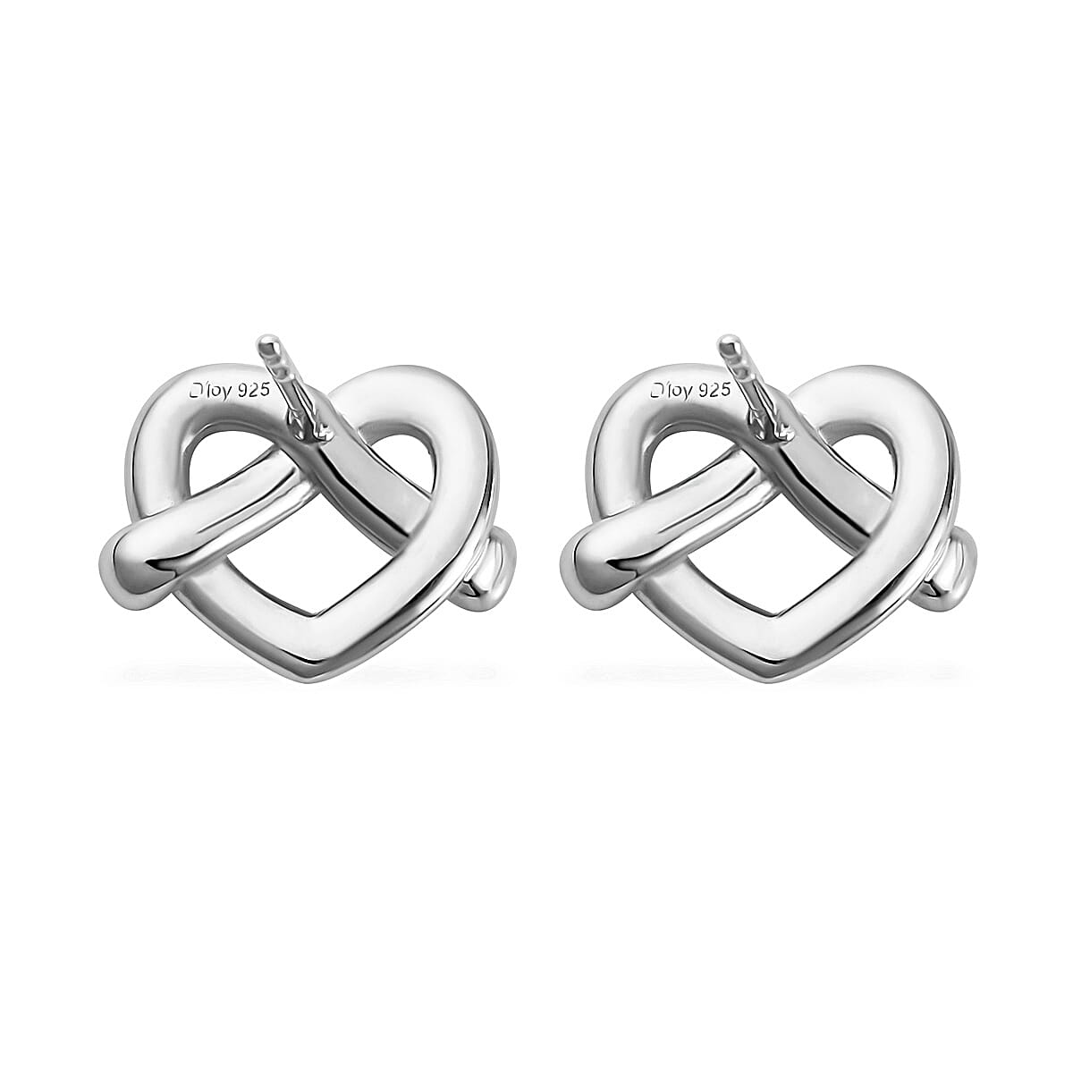 Platinum Over Sterling Silver Heart Stud Earrings 4.20 Grams