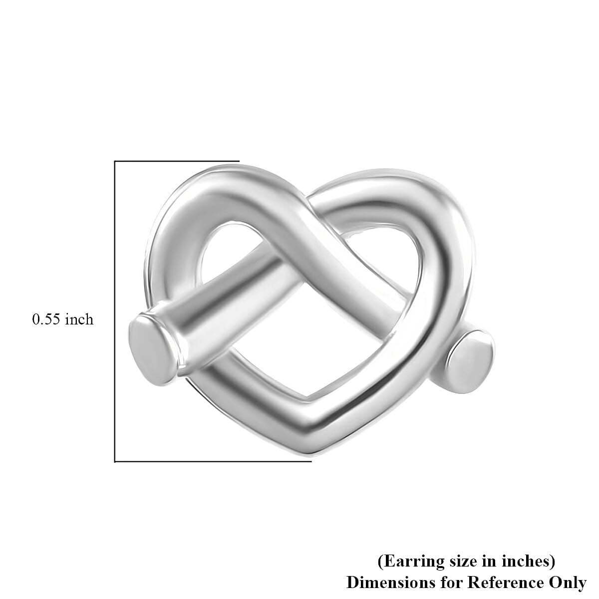 Platinum Over Sterling Silver Heart Stud Earrings 4.20 Grams
