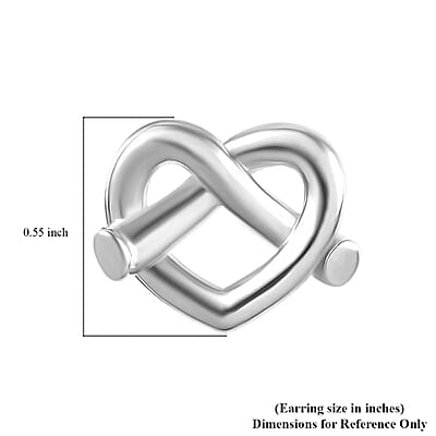 Platinum Over Sterling Silver Heart Stud Earrings 4.20 Grams