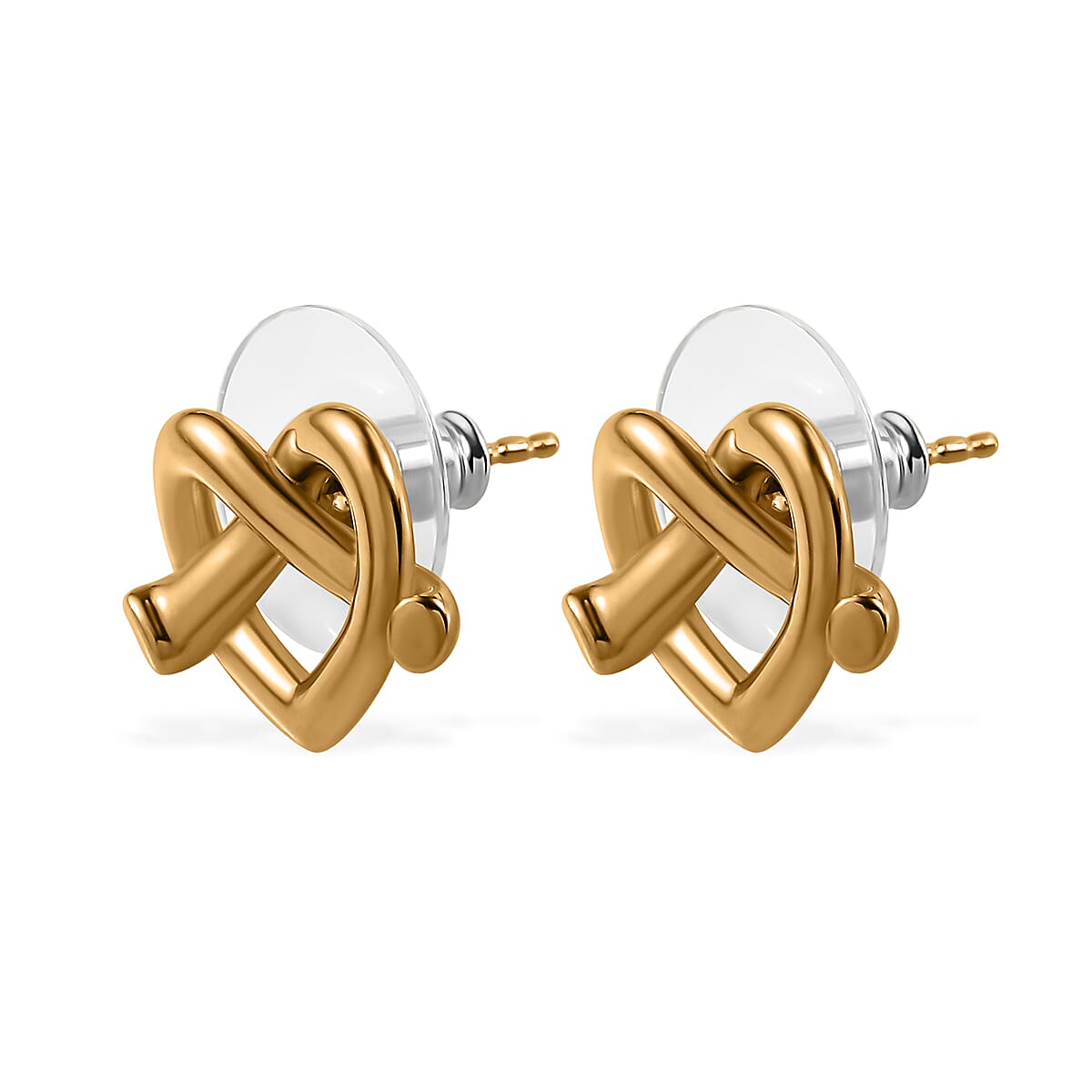 Vermeil Yellow Gold Over Sterling Silver Heart Stud Earrings 4.20 Grams image number 3