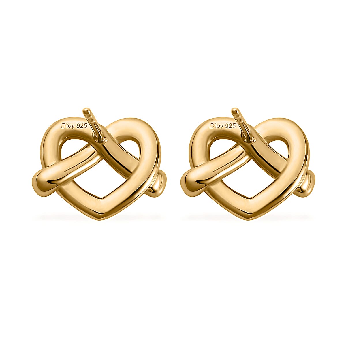 Vermeil Yellow Gold Over Sterling Silver Heart Stud Earrings 4.20 Grams image number 4