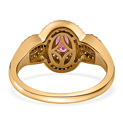 Ouro Fino Rubellite and Multi Gemstone Ring in Vermeil Yellow Gold Over Sterling Silver (Size 10.0) 0.90 ctw