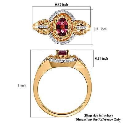 Ouro Fino Rubellite and Multi Gemstone Ring in Vermeil Yellow Gold Over Sterling Silver (Size 10.0) 0.90 ctw