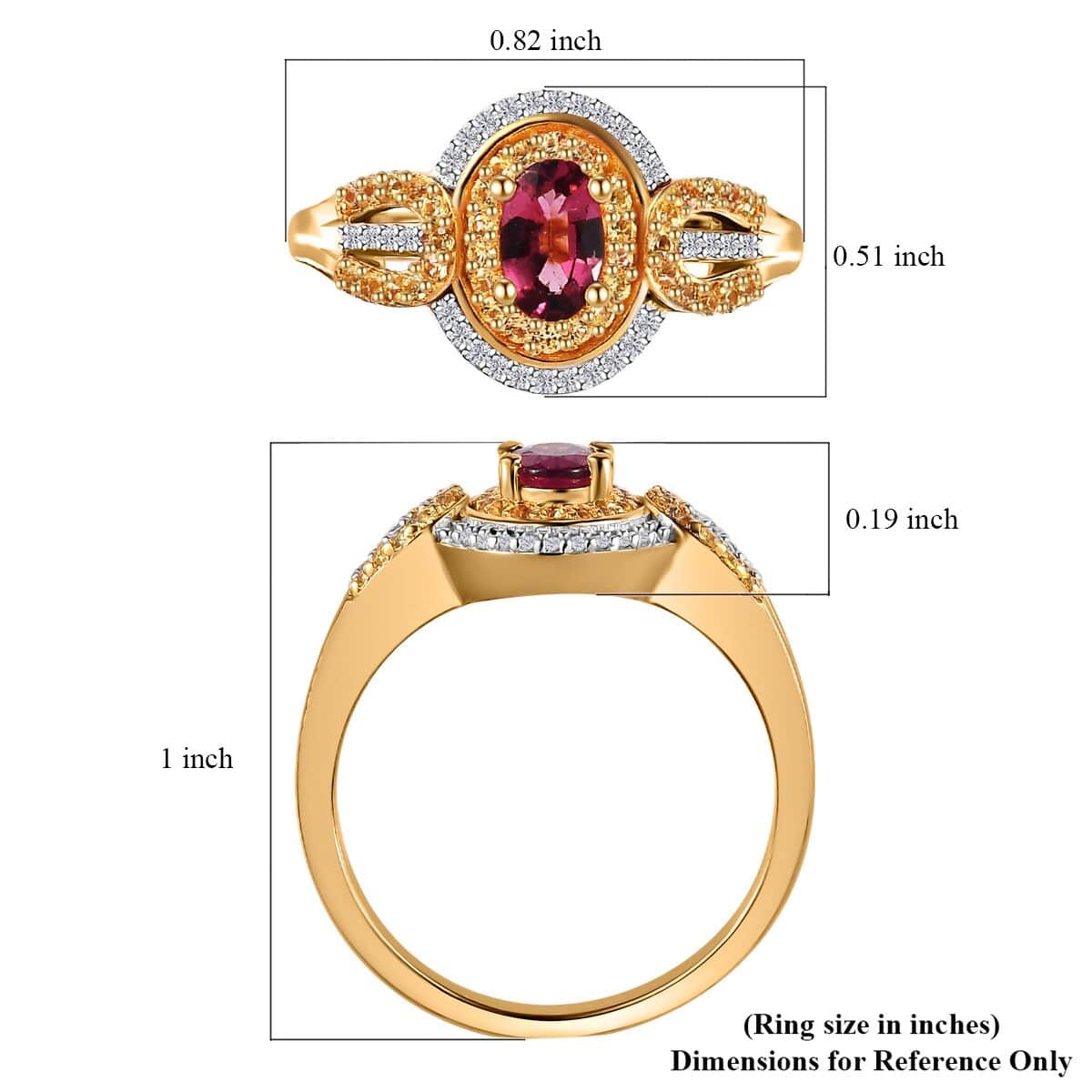 Ouro Fino Rubellite and Multi Gemstone Ring in Vermeil Yellow Gold Over Sterling Silver (Size 6.0) 0.90 ctw image number 5