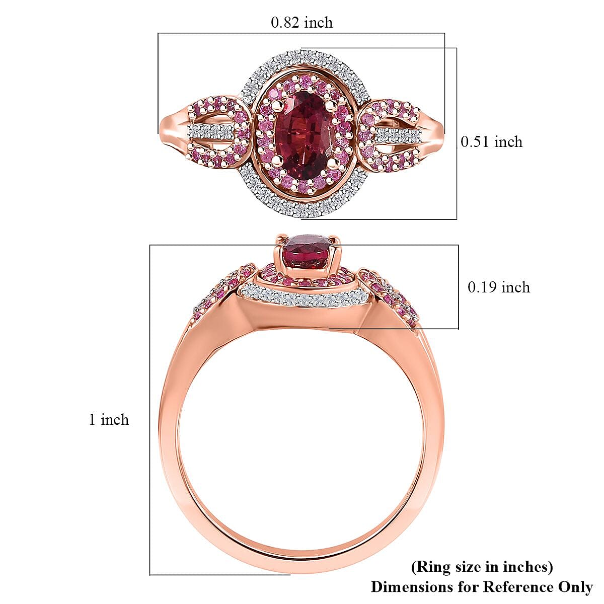 Ouro Fino Rubellite and Multi Gemstone Ring in Vermeil Rose Gold Over Sterling Silver (Size 10.0) 0.90 ctw image number 5
