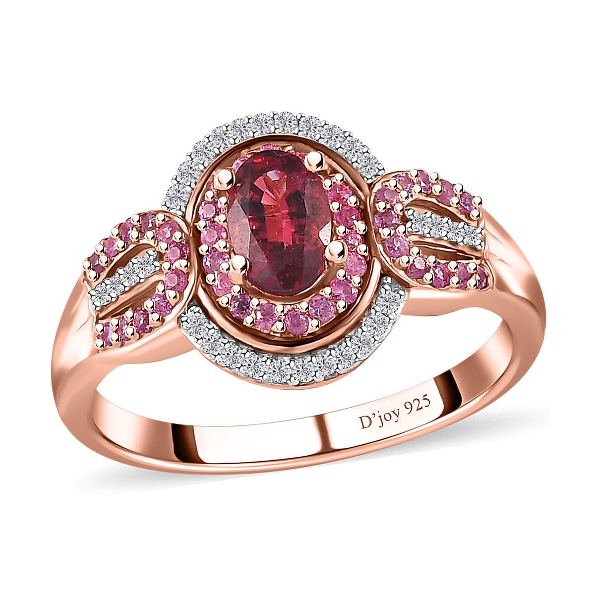 D'Joy Ouro Fino Rubellite and Multi Gemstone Ring in Vermeil Rose Gold Over Sterling Silver (Size 5.0) 0.90 ctw image number 0