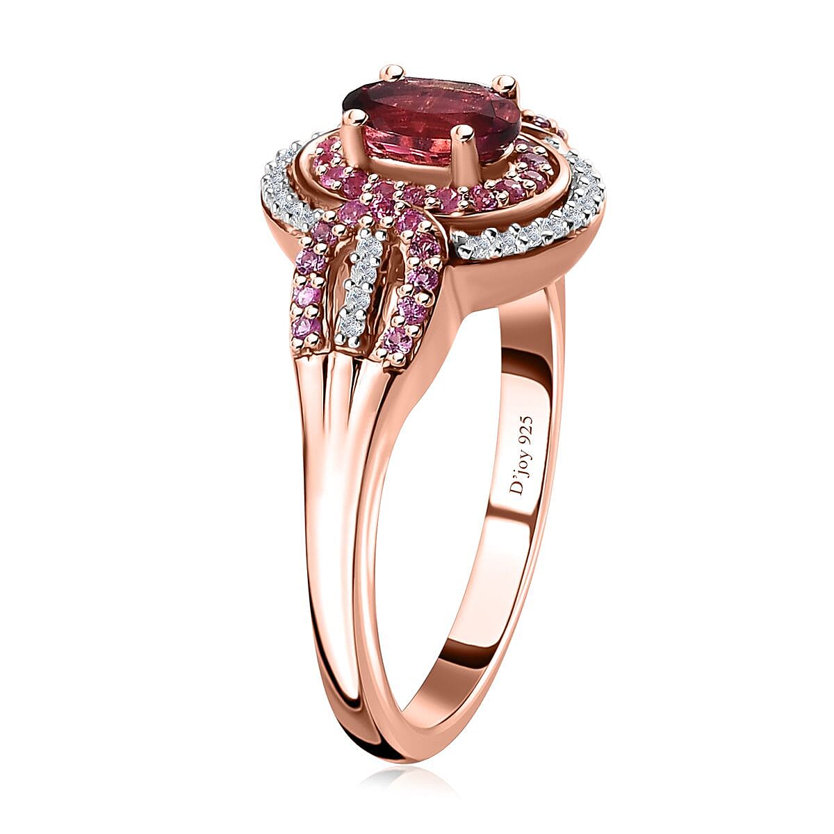 D'Joy Ouro Fino Rubellite and Multi Gemstone Ring in Vermeil Rose Gold Over Sterling Silver (Size 5.0) 0.90 ctw image number 3