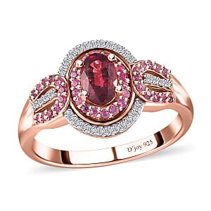 Ouro Fino Rubellite and Multi Gemstone Ring in Vermeil Rose Gold Over Sterling Silver (Size 7.0) 0.90 ctw