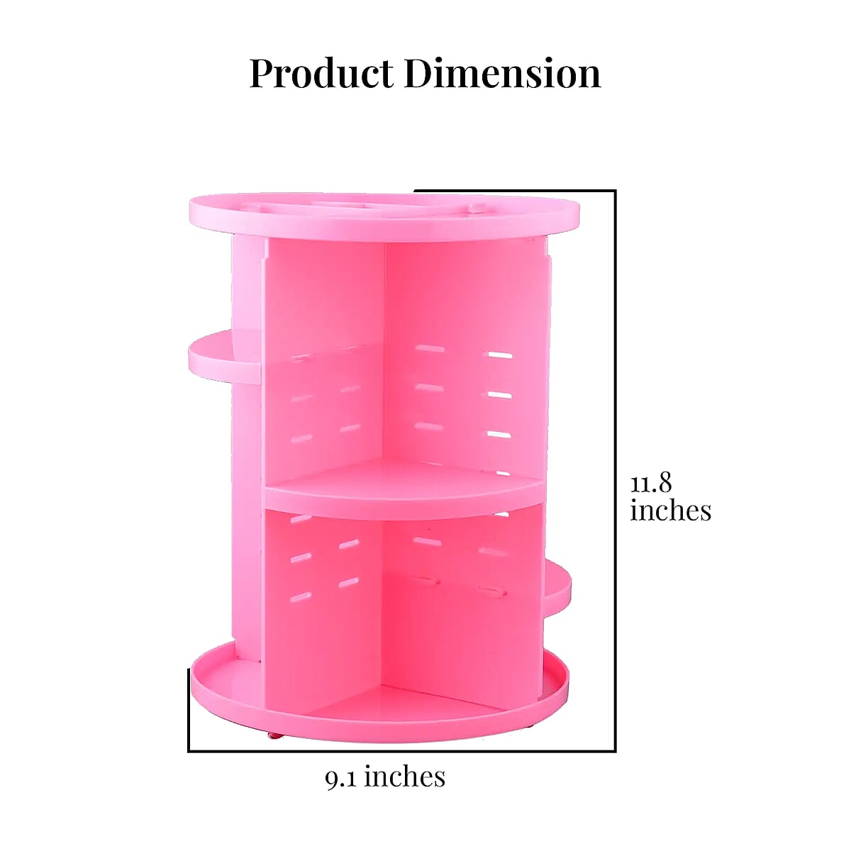 Pink 360 Degree Rotating Adjustable Multi-function Makeup Organizer with Brush Holder image number 6