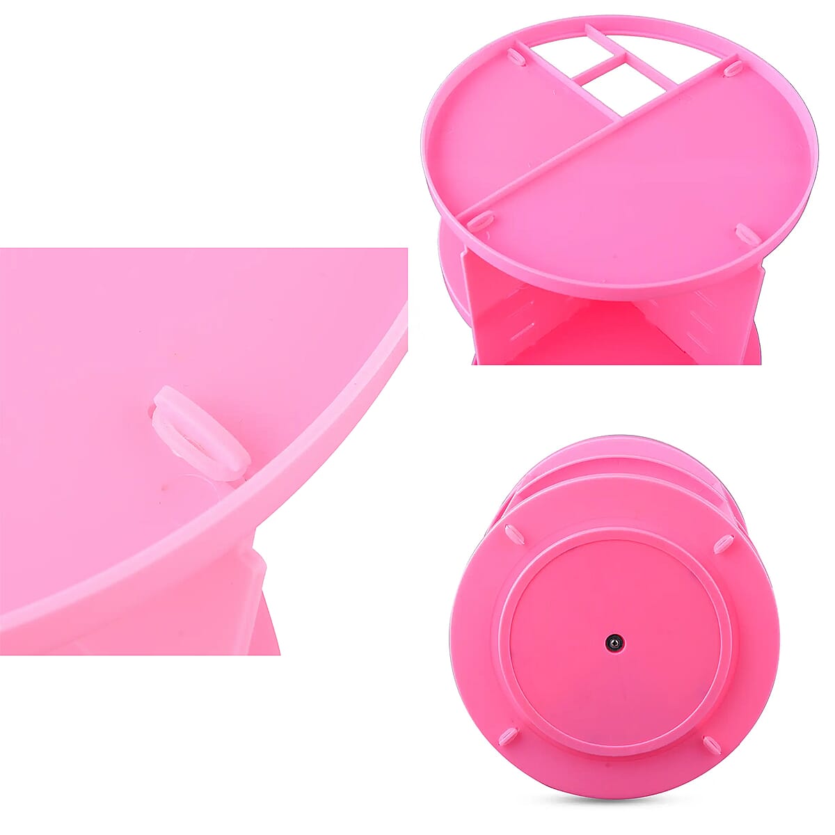 Pink 360 Degree Rotating Adjustable Multi-function Makeup Organizer with Brush Holder image number 7