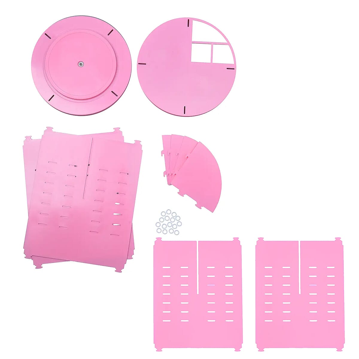Pink 360 Degree Rotating Adjustable Multi-function Makeup Organizer with Brush Holder image number 8