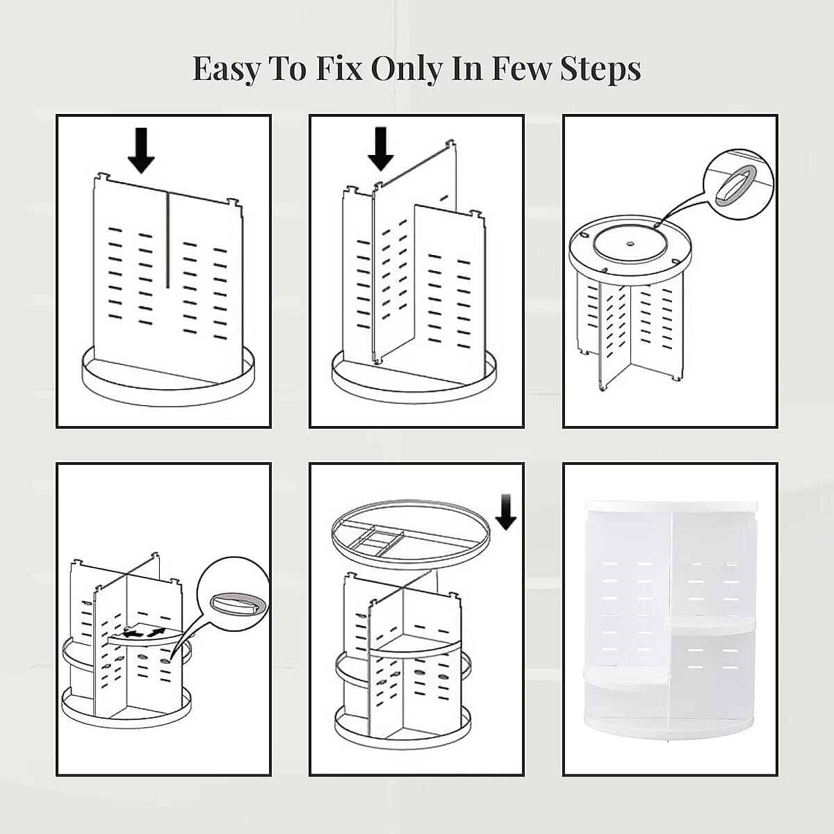 White 360 Degree Rotating Adjustable Multi-function Makeup Organizer with Brush Holder image number 5