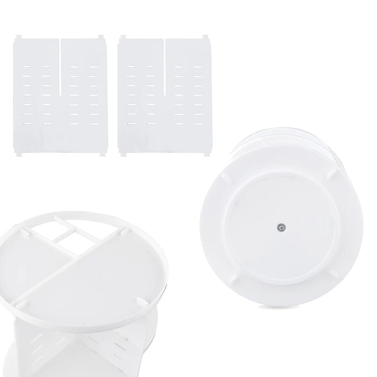 White 360 Degree Rotating Adjustable Multi-function Makeup Organizer with Brush Holder image number 7