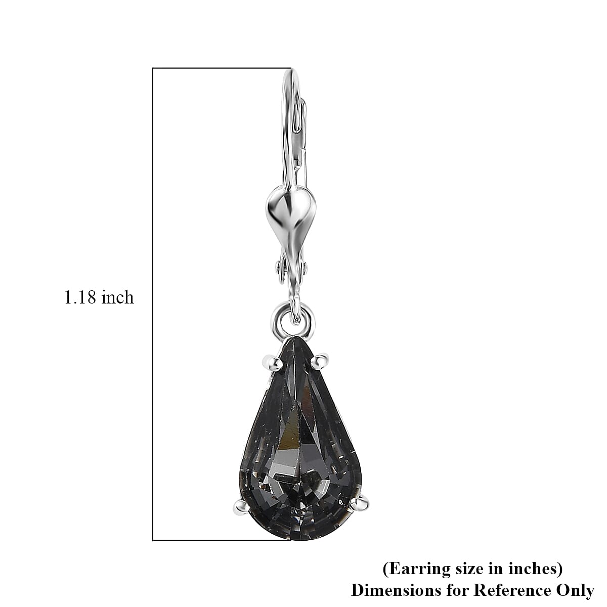 Designer Premium Silver Night Austrian Crystal Solitaire Lever Back Earrings in Platinum Over Sterling Silver image number 5
