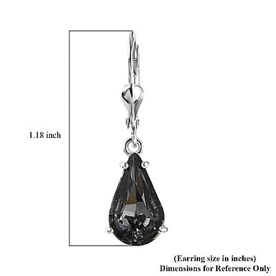 Designer Premium Silver Night Austrian Crystal Solitaire Lever Back Earrings in Platinum Over Sterling Silver