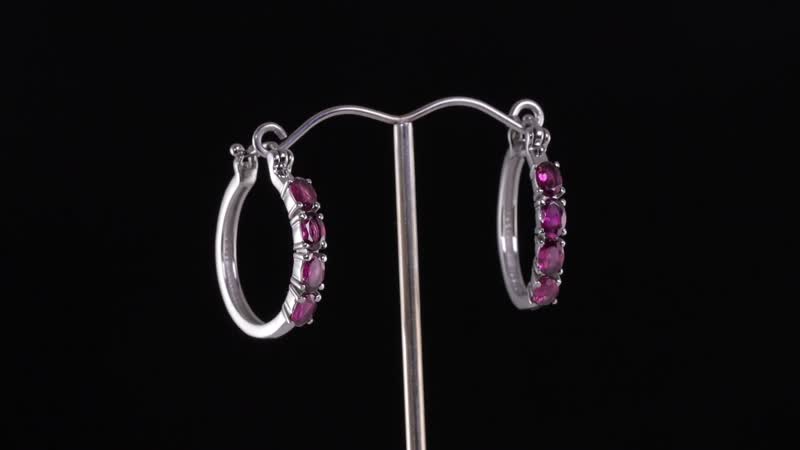 Orissa Rhodolite Garnet Hoop Earrings in Stainless Steel 4.40 ctw