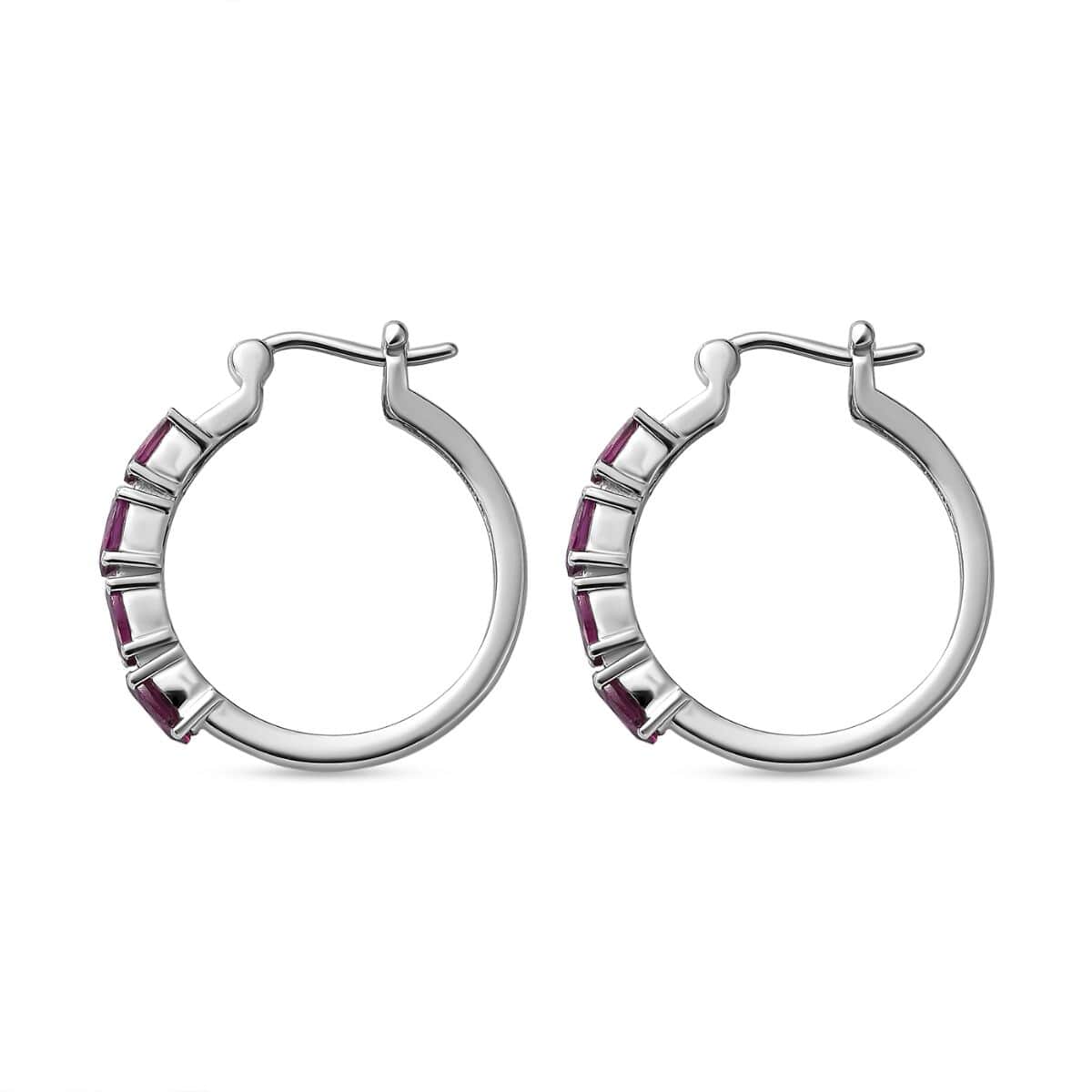 Orissa Rhodolite Garnet Hoop Earrings in Stainless Steel 4.40 ctw image number 3