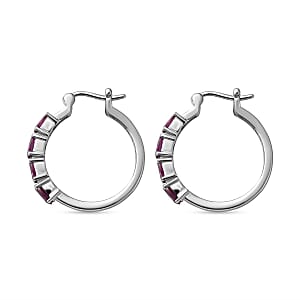 Orissa Rhodolite Garnet Hoop Earrings in Stainless Steel 4.40 ctw