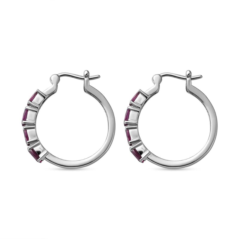 Orissa Rhodolite Garnet Hoop Earrings in Stainless Steel 4.40 ctw