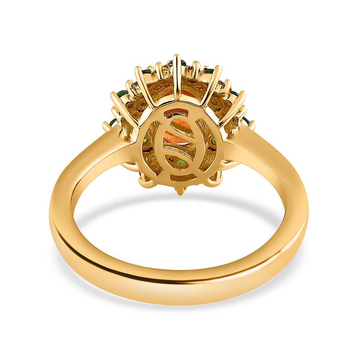 AAA Tanzania Spessartite Garnet and Multi Gemstone Floral Ring in Vermeil Yellow Gold Over Sterling Silver (Size 10.0) 2.40 ctw