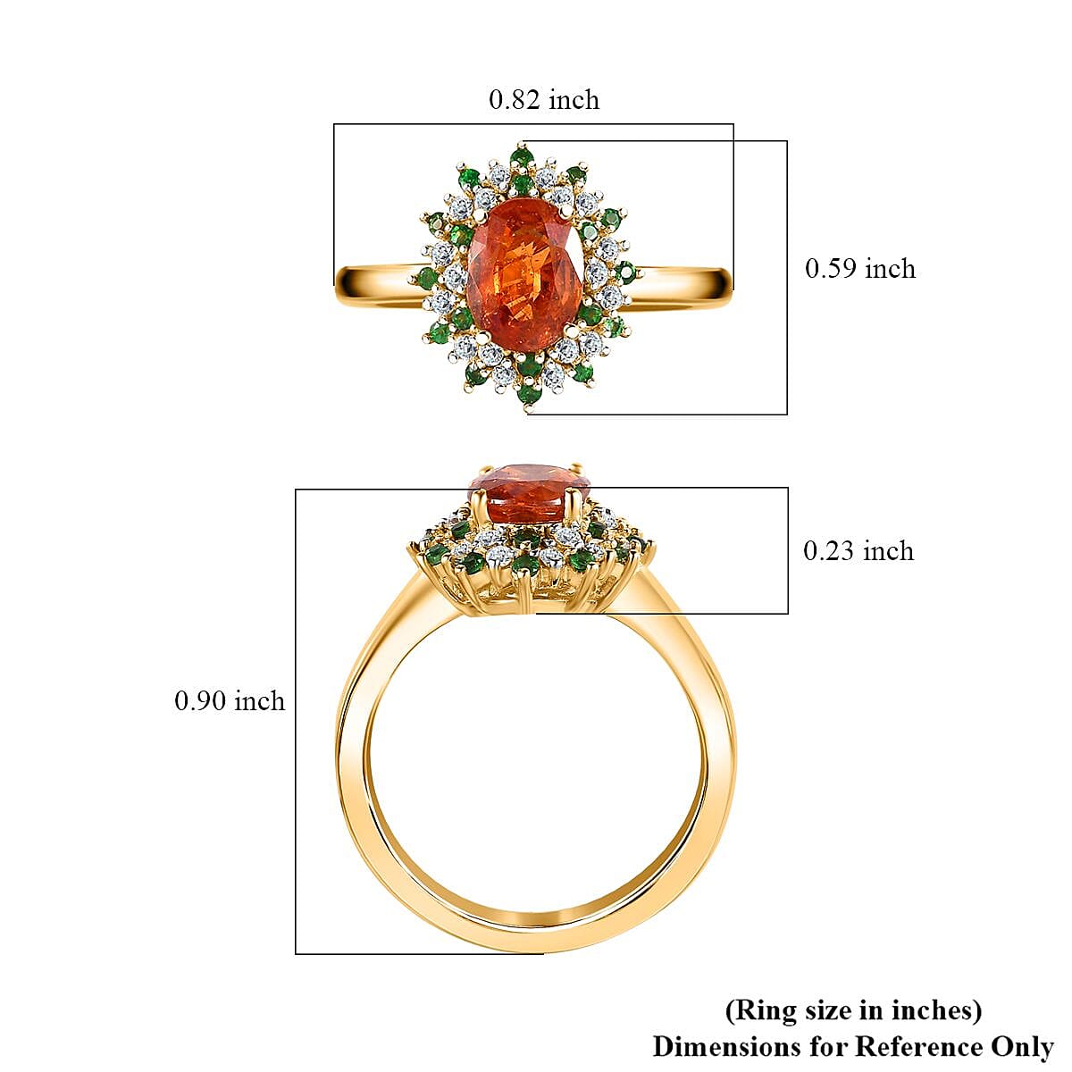 AAA Tanzania Spessartite Garnet and Multi Gemstone Floral Ring in Vermeil Yellow Gold Over Sterling Silver (Size 10.0) 2.40 ctw