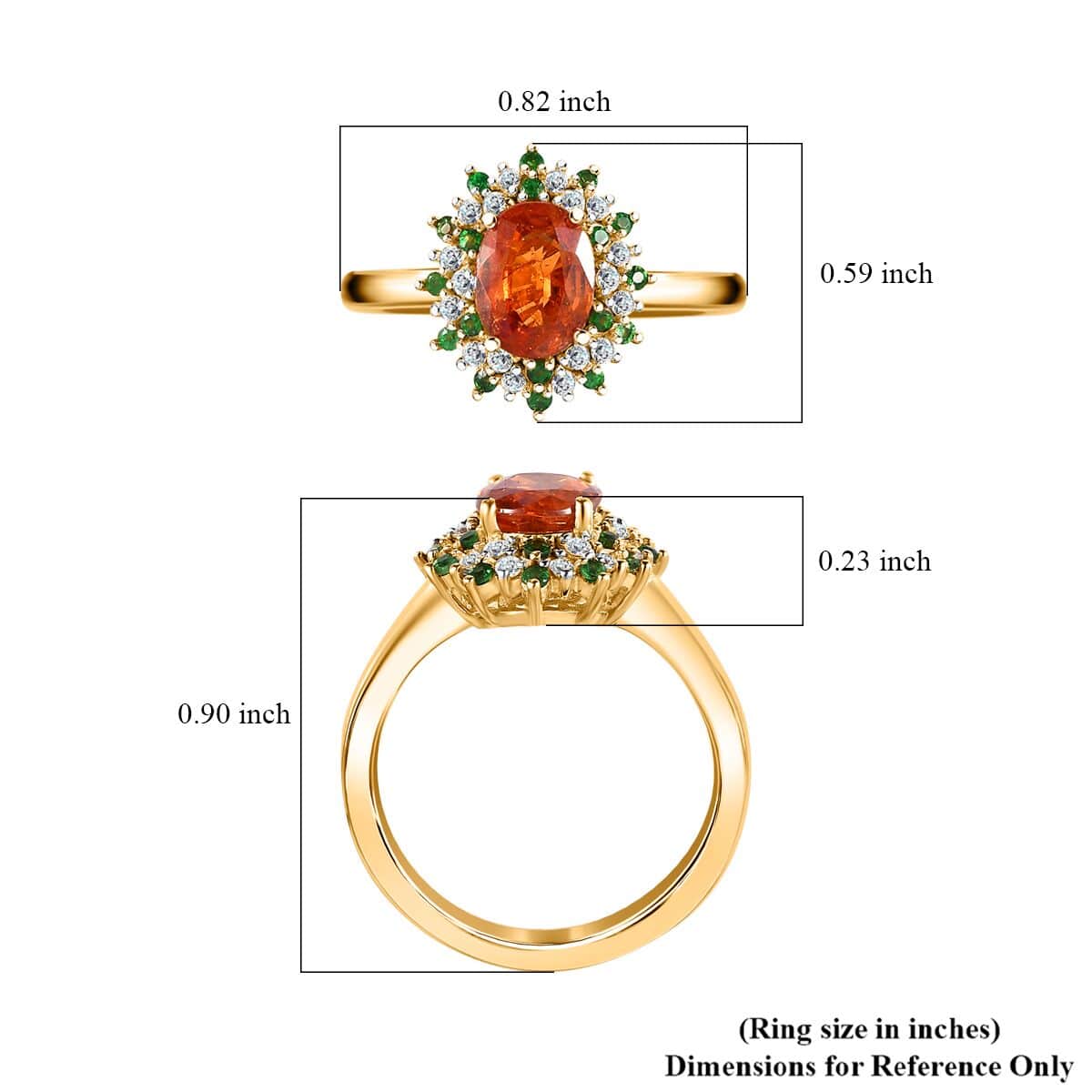 AAA Tanzania Spessartite Garnet and Multi Gemstone Floral Ring in Vermeil Yellow Gold Over Sterling Silver (Size 10.0) 2.40 ctw image number 5