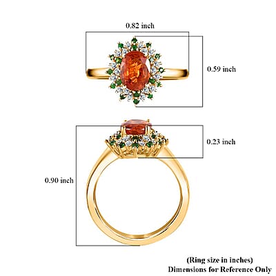 AAA Tanzania Spessartite Garnet and Multi Gemstone Floral Ring in Vermeil Yellow Gold Over Sterling Silver (Size 10.0) 2.40 ctw