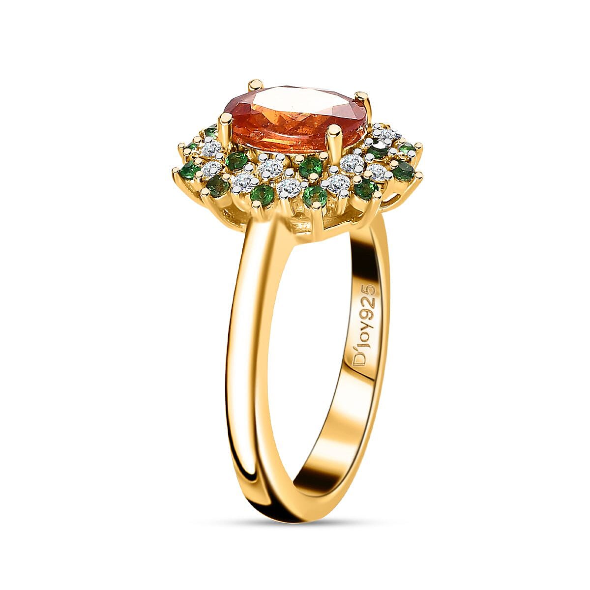 AAA Tanzania Spessartite Garnet and Multi Gemstone Floral Ring in Vermeil Yellow Gold Over Sterling Silver (Size 9.0) 2.40 ctw image number 3
