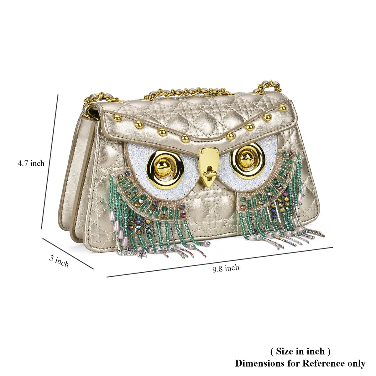 Luyitechuanqi Life Style Gold Owl Shape Faux Leather Crossbody Bag with Shoulder Strap image number 6