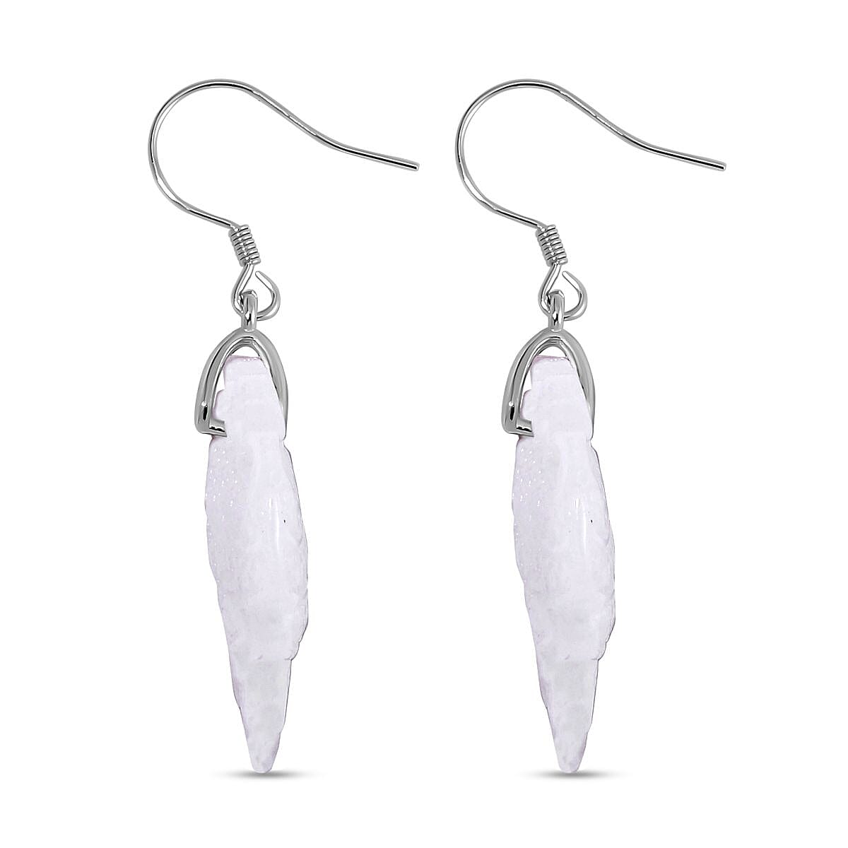 Natural Jade Carved Butterfly Earrings in Rhodium Over Sterling Silver 62.00 ctw