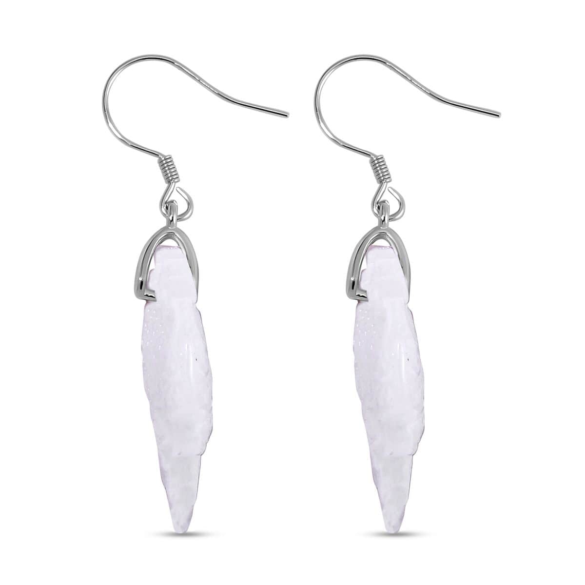 Natural Jade Carved Butterfly Earrings in Rhodium Over Sterling Silver 62.00 ctw image number 3