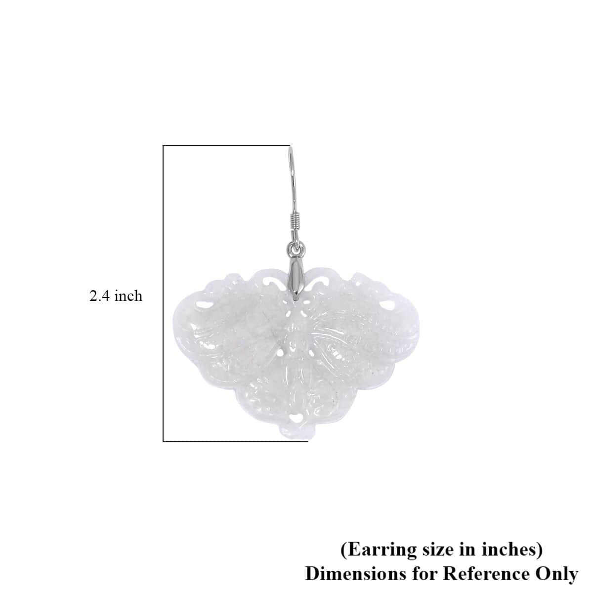 Natural Jade Carved Butterfly Earrings in Rhodium Over Sterling Silver 62.00 ctw image number 4