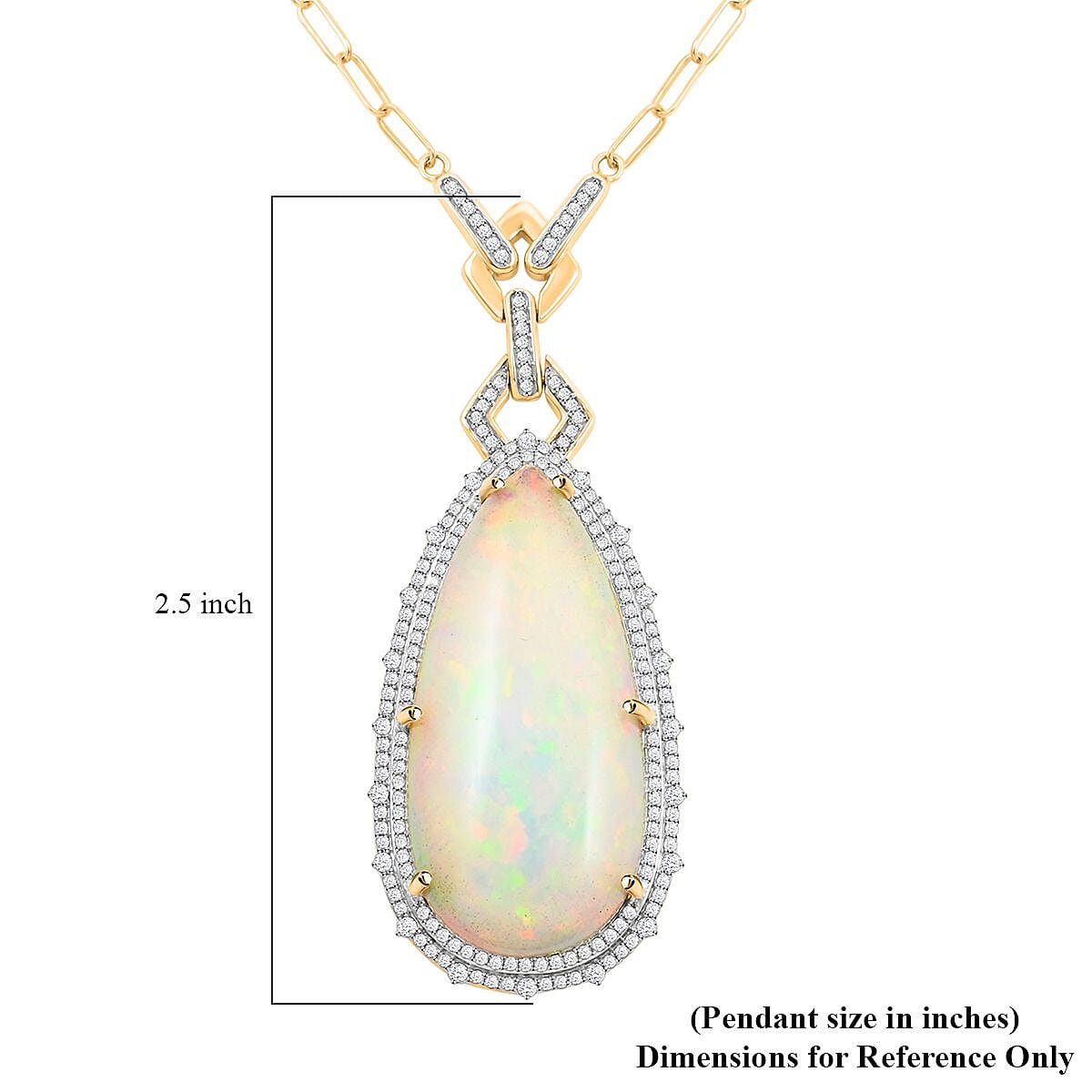 Luxoro 14K Yellow Gold Ethiopian Welo Opal and G-H I2 Diamond Necklace (18 Inches) 11.55 Grams 30.18 ctw