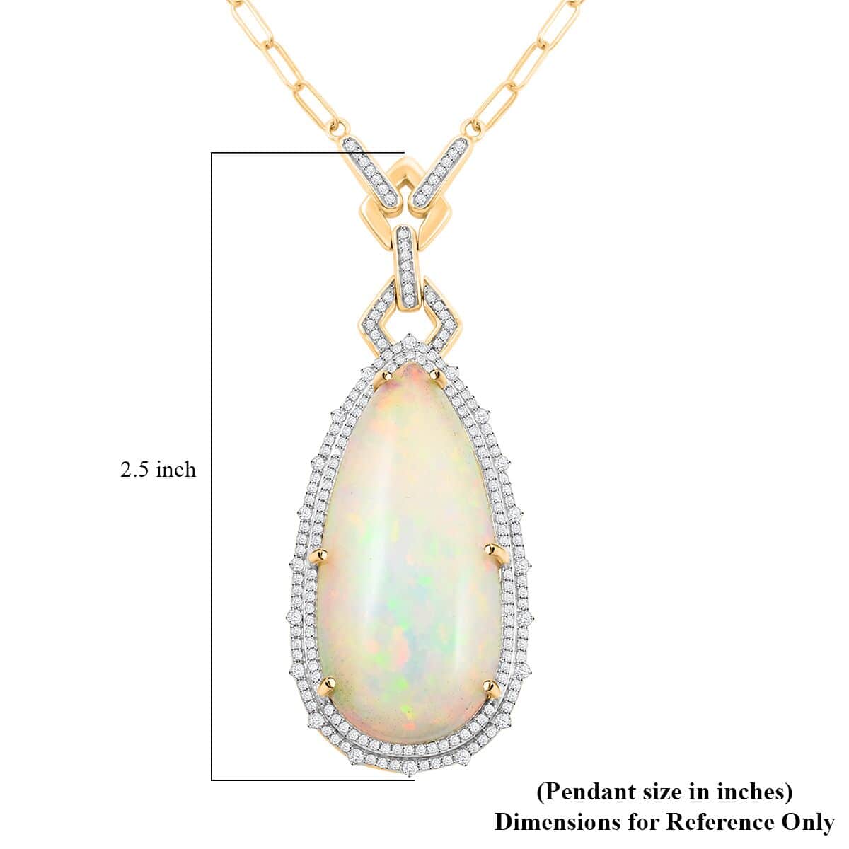 Luxoro 14K Yellow Gold Ethiopian Welo Opal and G-H I2 Diamond Necklace (18 Inches) 11.55 Grams 30.18 ctw image number 5