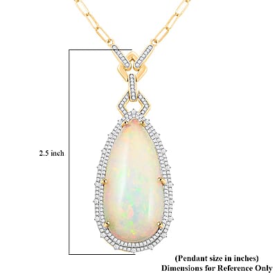 Luxoro 14K Yellow Gold Ethiopian Welo Opal and G-H I2 Diamond Necklace (18 Inches) 11.55 Grams 30.18 ctw