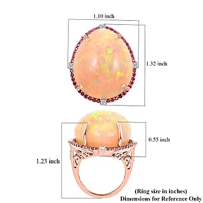 Luxoro 14K Rose Gold Ethiopian Welo Opal, Pink Tourmaline and Diamond G-H I2 Ring (Size 7.0) 36.20 ctw