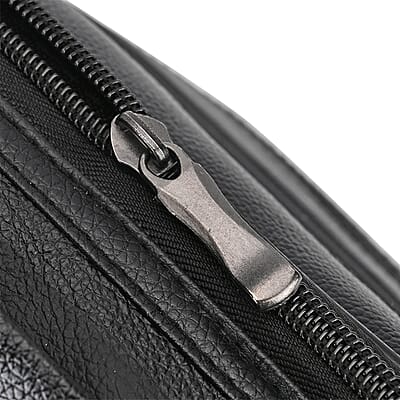Black Genuine Leather Cossbody Bag with Croc-Embossed Pattern Flap