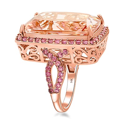 Luxoro 14K Rose Gold Marropino Morganite and Morro Redondo Pink Tourmaline Ring (Size 7.0) 21.80 ctw