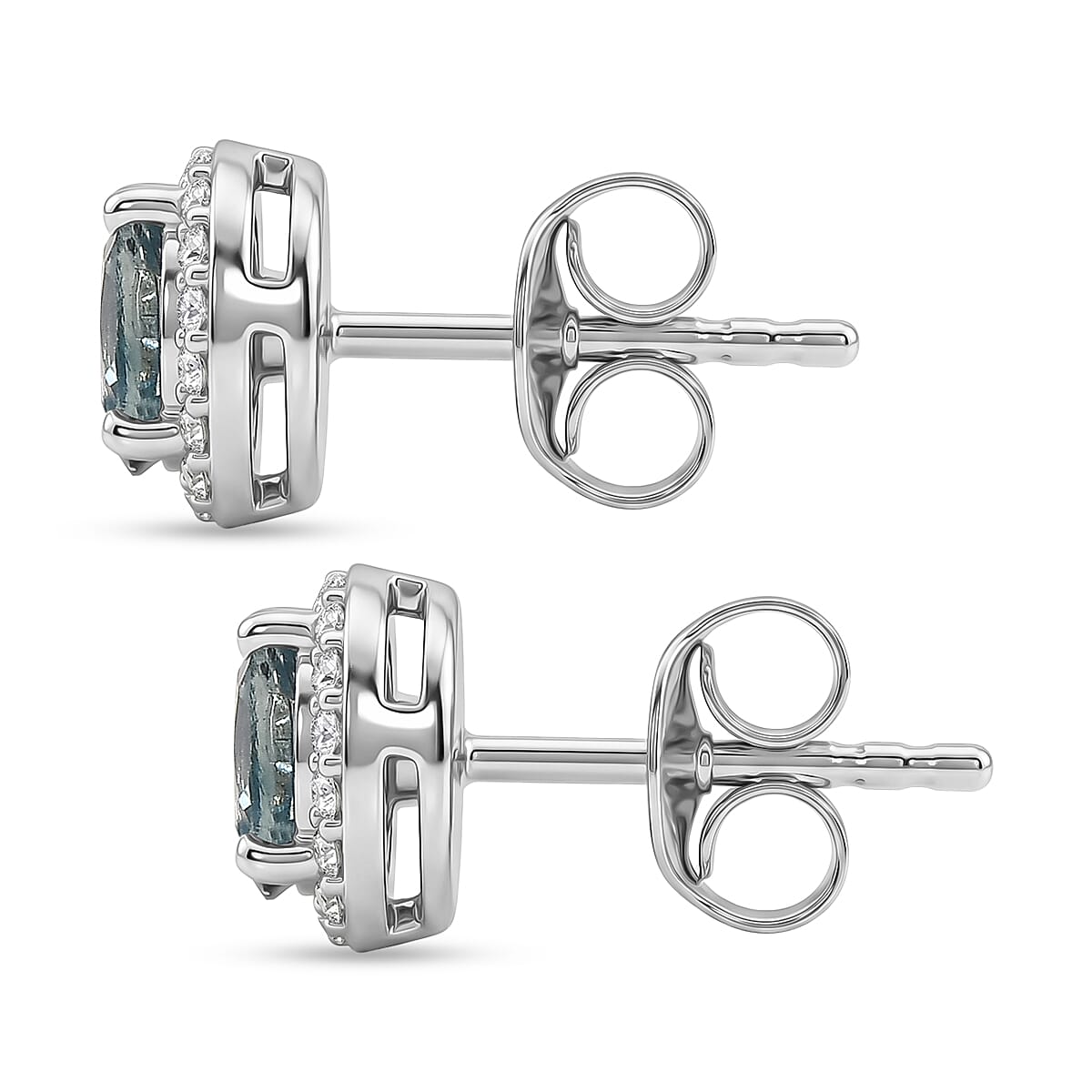 Premium Montana Sapphire and White Zircon 1.20 ctw Earrings in 18K Vermeil Yellow Gold Over Sterling Silver