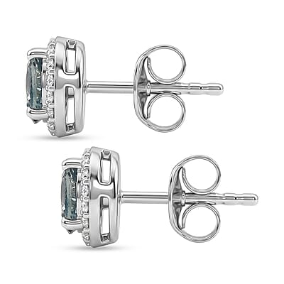 Premium Montana Sapphire and White Zircon 1.20 ctw Earrings in 18K Vermeil Yellow Gold Over Sterling Silver