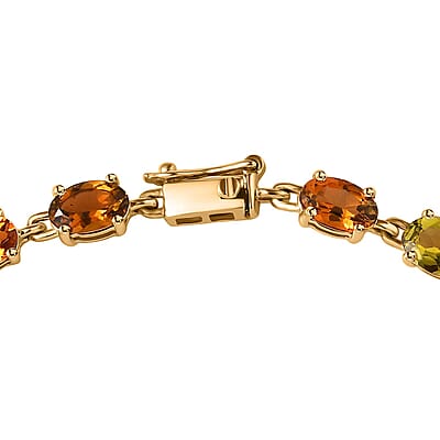 Luxoro 10K Yellow Gold Premium Multi-Tourmaline Link Bracelet (7.25 In) 9.15 ctw
