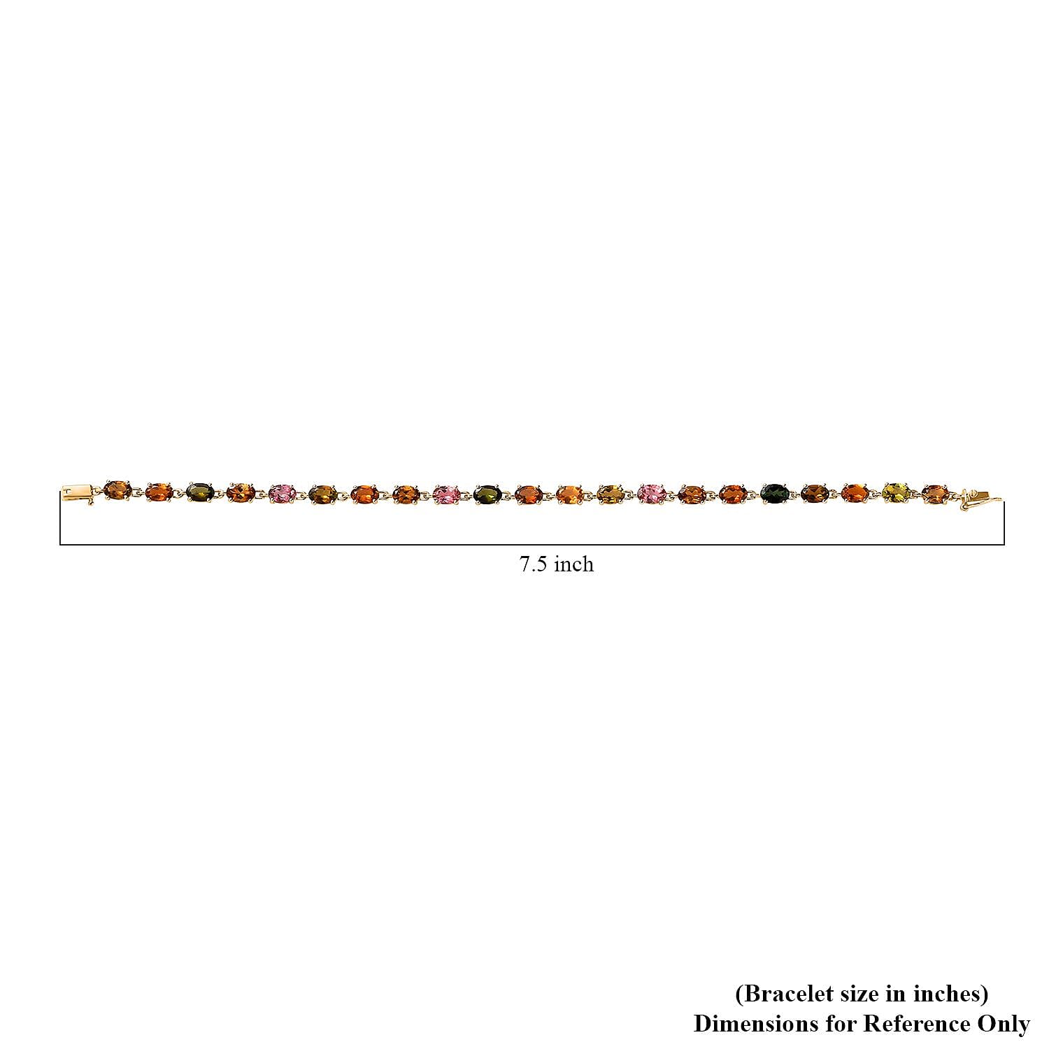 Luxoro 10K Yellow Gold Premium Multi-Tourmaline Link Bracelet (7.25 In) 9.15 ctw