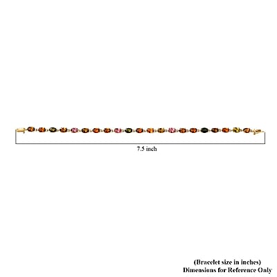 Luxoro 10K Yellow Gold Premium Multi-Tourmaline Link Bracelet (7.25 In) 9.15 ctw