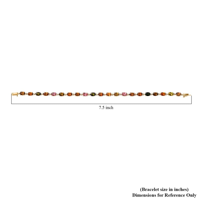 Luxoro 10K Yellow Gold Premium Multi-Tourmaline Link Bracelet (7.25 In) 9.15 ctw