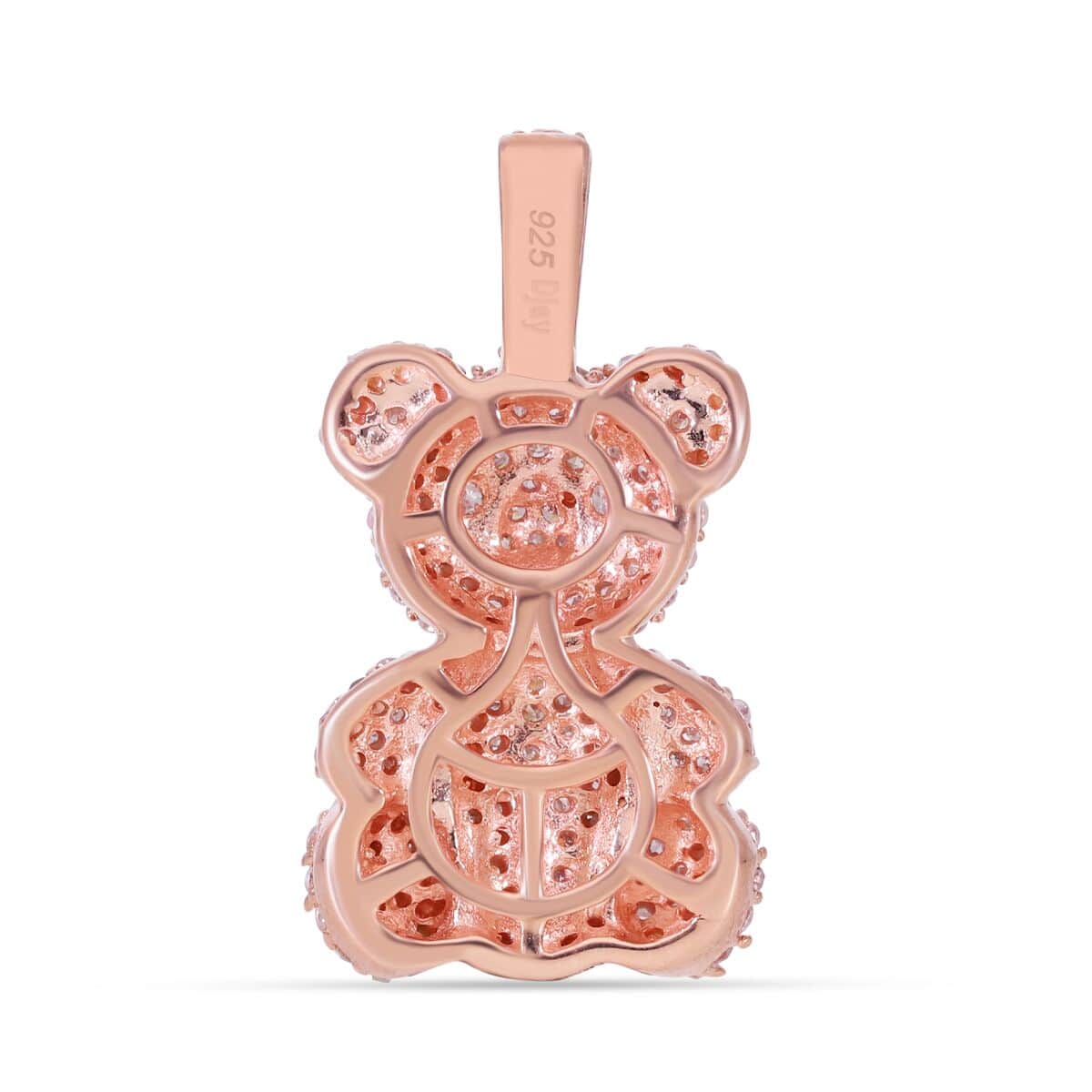 Natural Pink Diamond I3 Teddy Bear Pendant in Vermeil Rose Gold Over Sterling Silver 0.50 ctw image number 4